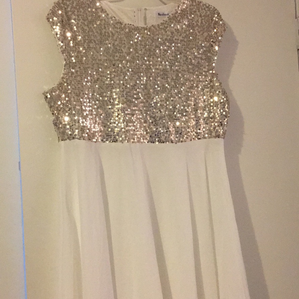 White with Gold sequins dress